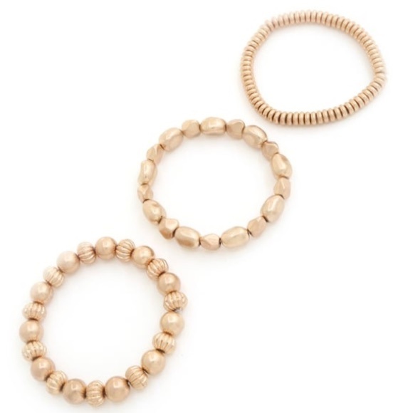 GOLD BEAD STACKING STRETCH BRACELET SET - Picture 2 of 2